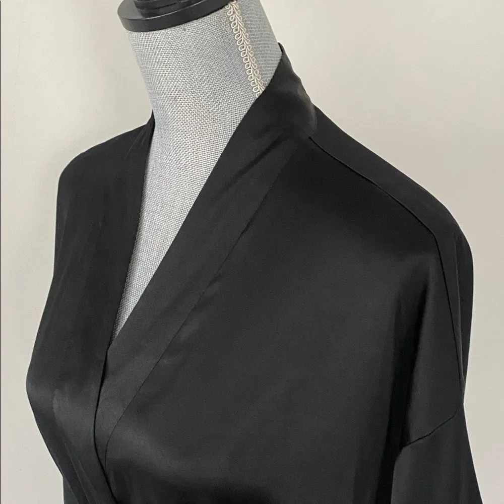 Victoria's Secret Signature Satin Midi Robe Sz XS/S Pockets Tie Belt Sexy Cozy